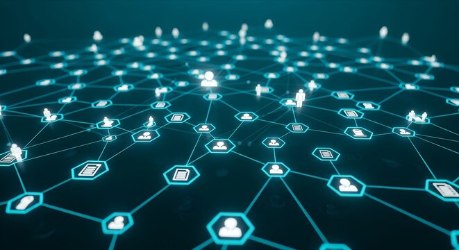 Network Connection Abstract Illustration Digital Data Visualization Social Media Connectivity People Icon Technology Background Futuristic Design