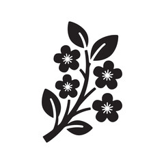 Fototapeta premium Black and white cherry blossom branch silhouette