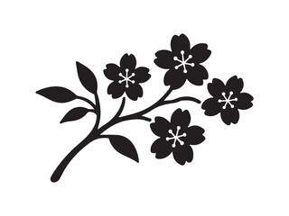 Fototapeta premium Black and white cherry blossom branch silhouette