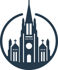 Church Silhouette within a Circle