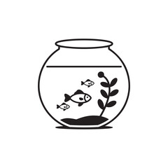 Goldfish in bowl silhoette vector art