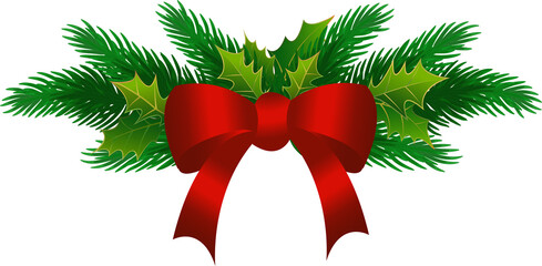 Pine wreath, garland with winter decor. Cones and berries on green branches. Christmas, transparent, png.