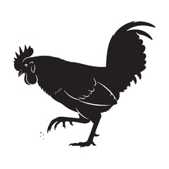 Graceful Rooster Silhouette – Rooster Vector Illustration with Refined Outline for Design – Rooster Illustration – Bird Silhouette – Silhouette of Rooster

