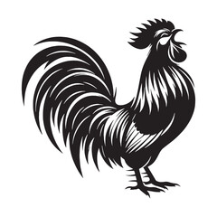 Detailed Rooster Silhouette – Rooster Vector Form for Signage and Classic Branding – Black Vector of Rooster

