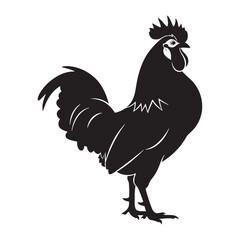 Handsome Rooster Silhouette – Rooster Vector Illustration Showing Detailed Head Profile – Rooster Illustration – Bird Silhouette – Silhouette of Rooster

