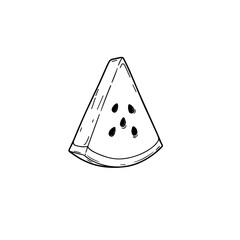 Watermelon Icon in Black and White – Minimalist Tropical Fruit Vector Illustration