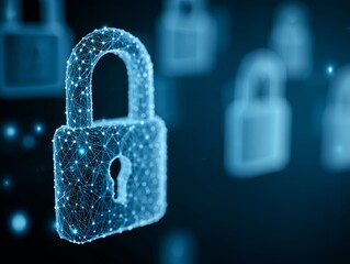 デジタルセキュリティとサイバー保護の象徴パッドロック
