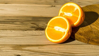 Orange slices on wooden background
