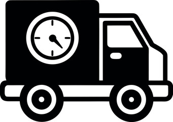Delivery Truck with Clock Silhouette