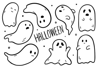Ghost halloween set on white background. Vector illustration