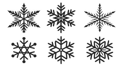 Obraz premium Snowflake Silhouette Set – Winter Holiday Vector Collection.