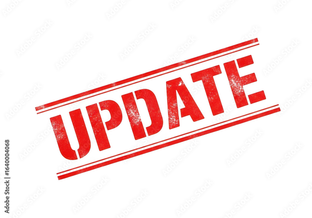 Poster red update stamp isolated on transparent background