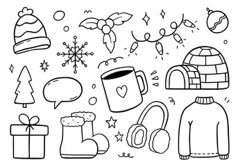Winter element season on white background. Vector illustration