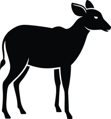 Fototapeta premium Nyala antelope silhouette vector isolated on white background for wildlife and savanna design