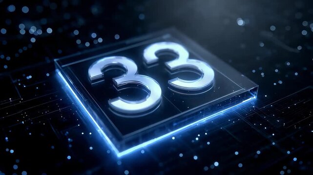 Tech Chip Number 33 Square Glowing