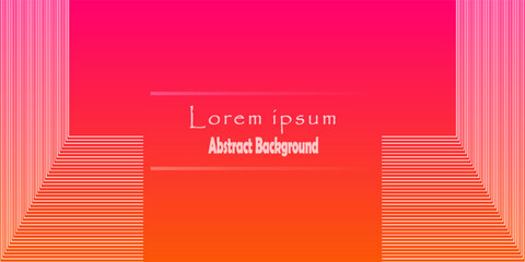 Abstract geometric background with pink to orange gradient, decorative white lines framing center space, ideal for posters, banners, and modern design