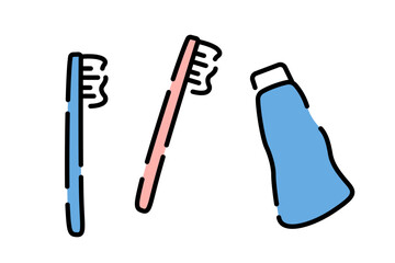 かわいい手書き風のシンプルな歯磨きグッズ