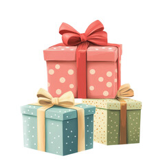 Obraz premium gift boxes with ribbons, Several beautifully wrapped gift boxes featuring vibrant ribbons, isolated on transparent background