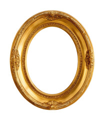Obraz premium Oval gold picture frame with ornate details