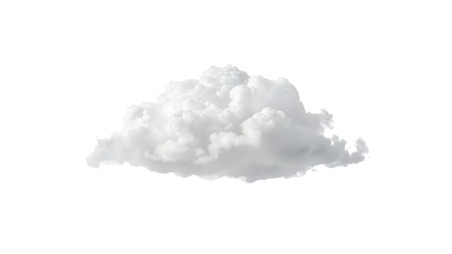 Isolated Cloud: A singular, fluffy white cloud, symbolizing purity and tranquility, floats serenely against a clean, crisp background.