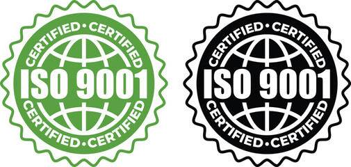 ISO 9001 Certification stamp– Vector Seal and badge for Quality Management Standards