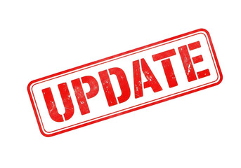 Red update stamp isolated on transparent background
