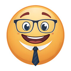 Smiling emoji wearing glasses and a tie face