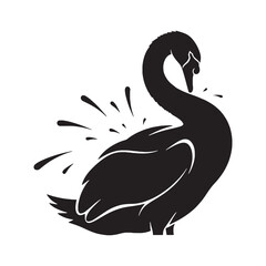 Decorative Swan Silhouette – Swan Vector Graphic for Luxury-Themed Projects – Swan Illustration – Bird Silhouette – Silhouette of Swan

