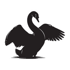 Beautiful Swan Silhouette – Swan Vector Template for Elegant Design Use – Swan Illustration – Bird Silhouette – Silhouette of Swan

