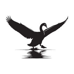 Obraz premium Graceful Swan Silhouette – Swan Vector Artwork for Creative Projects – Swan Illustration – Bird Silhouette – Silhouette of Swan