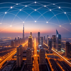 Fototapeta premium Hong Kong's vibrant night skyline, a dazzling urban cityscape of towering skyscrapers and illuminated buildings