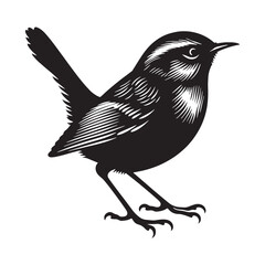 Timeless Wren Silhouette – Wren Vector Drawing for Elegant Design Work – Wren Illustration – Bird Silhouette – Silhouette of Wren

