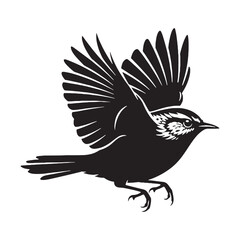 Modern Wren Silhouette – Wren Vector Design for Professional Graphics – Black Vector of Wren


