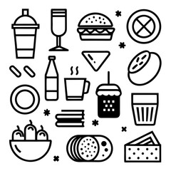fast food icons and fast food icons set