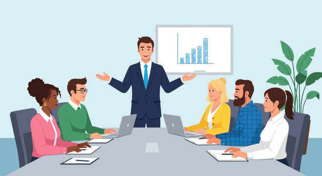 Diverse Team At Conference Table Discussing Business Growth Strategy