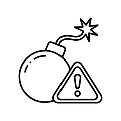 Bomb Warning Icon – Explosive Hazard and Danger Alert Symbol