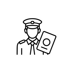 Immigration Officer with Passport Icon