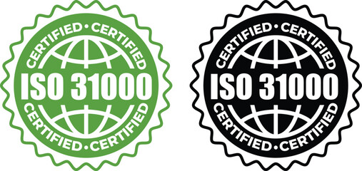 ISO 31000 Certification Badge – Vector Seal for Risk Management Standards and Guidelines