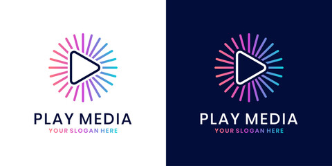 Play media logo design with around triangle icon