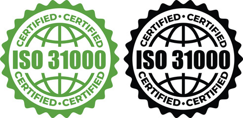 ISO 31000 Certification Badge – Vector Seal for Risk Management Standards and Guidelines