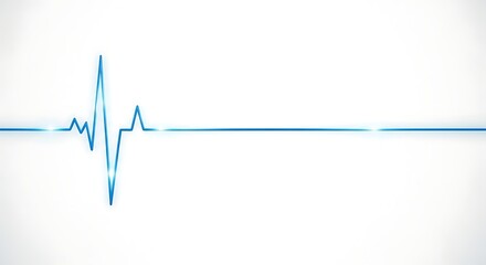 Dynamic Blue Heartbeat Pulse Line on Clean White Background Perfect for Medical, Health and Wellness Themes in Digital Design Projects, Illustrations, and Healthcare Marketing Materials