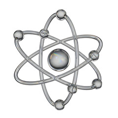 Atomic structure model with orbiting electrons isolated on transparent background