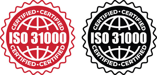 ISO 31000 Certification Badge – Vector Seal for Risk Management Standards and Guidelines