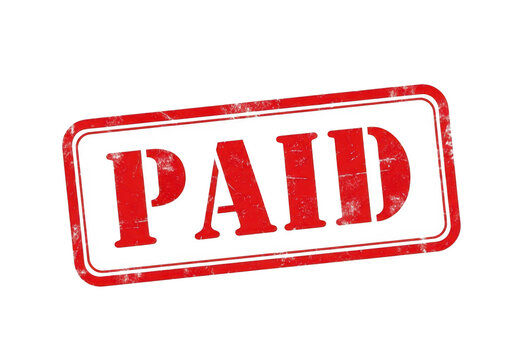 Red paid stamp isolated on transparent background