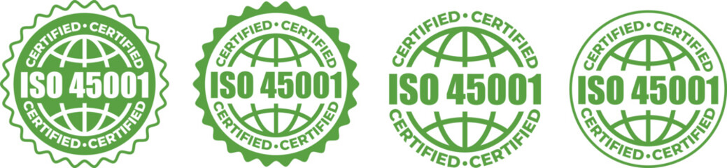 ISO 45001 Certification Badge – Vector Seal for Occupational Health and Safety Management Standards