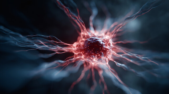 Ilustraci&oacute;n 3D de &aacute;tomo con energ&iacute;a y conexiones el&eacute;ctricas