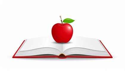 red apple and book