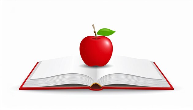 red apple and book