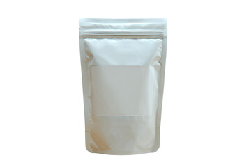 Blank, white, resealable food packaging bag