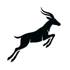Obraz premium Antelope jumping silhouette isolated on a white background 